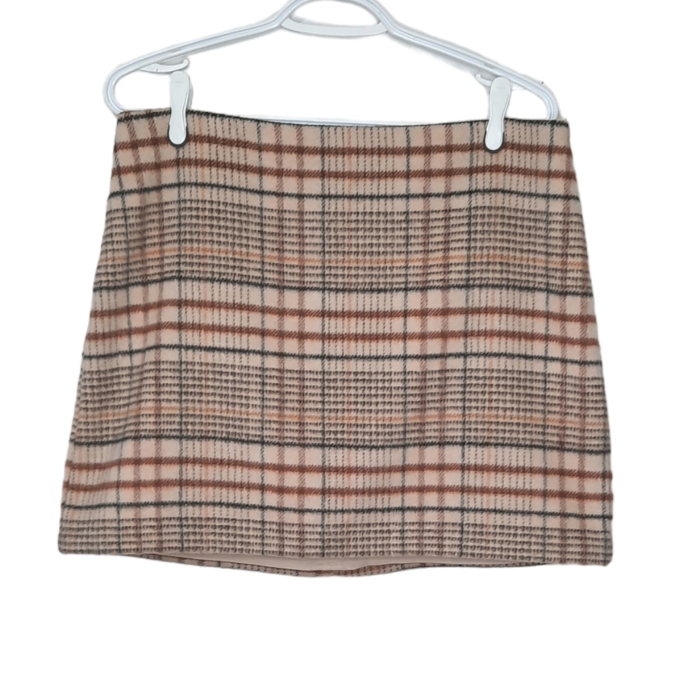 Joie Check Plaid Plush Mini Skirt Lined Light Academia Womens Size Large Soft